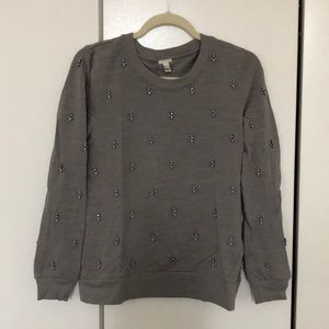 J Crew Grey sweatshirt with embellishments